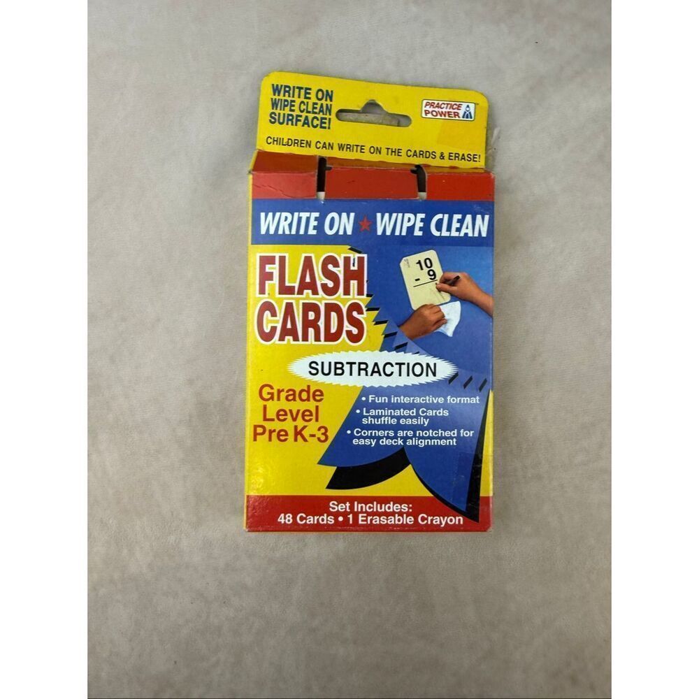Vintage Math Cards Subtraction Practice Power Erasable Flash Cards